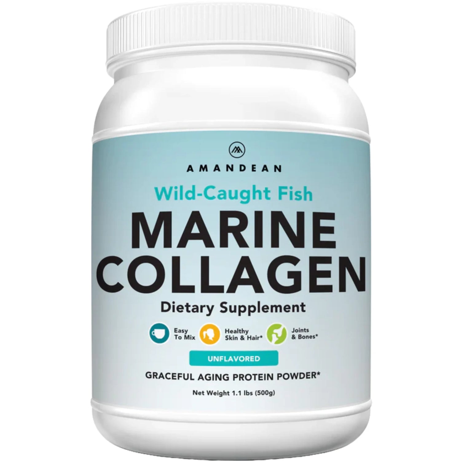 Premium Anti-Aging Marine Collagen Powder 17.6 Oz | Wild-Caught Hydrolyzed Fish Collagen Peptides | Type 1 &amp; 3 Collagen Protein Supplement | Amino Acids for Skin, Hair, Nails | Paleo Friendly, Non-Gmo