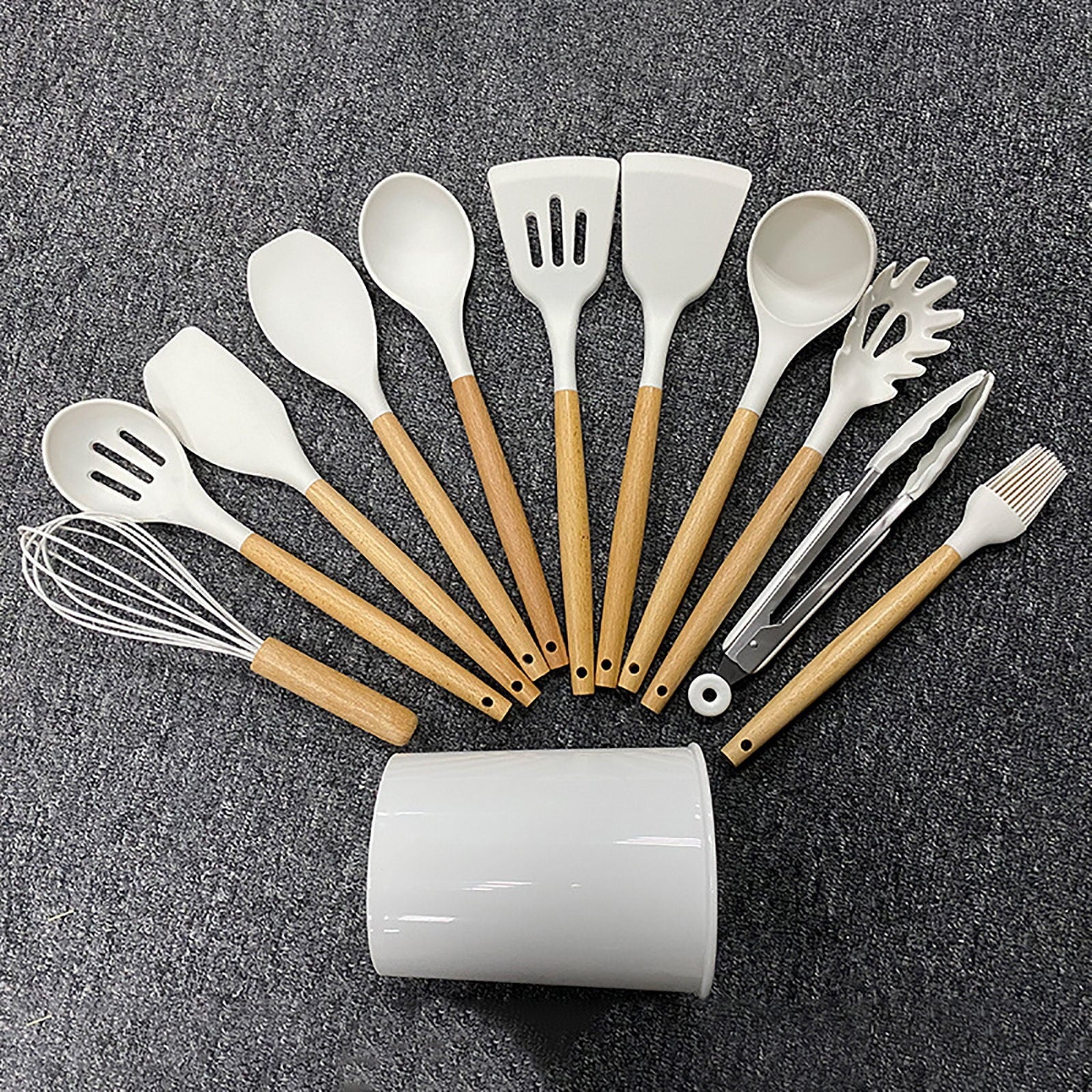 Kitchen Utensils &amp; Gadgets Clearance Sale 11 Piece Wooden Handle Silicone Cooking Tableware Set (Dishwasher Can Be Used for Cleaning) 200 ° F Heat-Resistant Scraper Set, Non Stick Pot, Kitchen