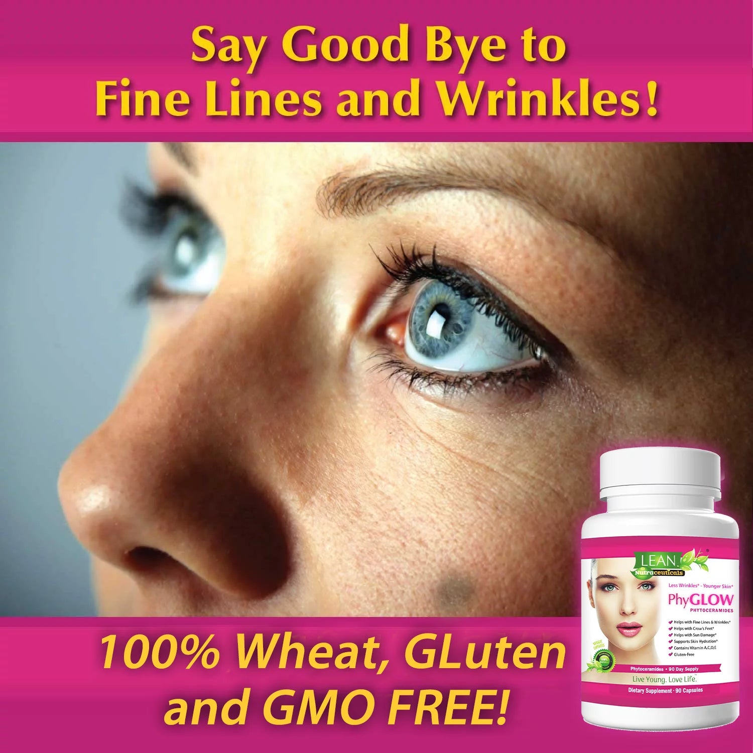 Phytoceramides 350Mg 90 Caps 90 Days Reduce Wrinkle and Look Younger Phyglow Natural Supplements by LEAN Nutraceuticals