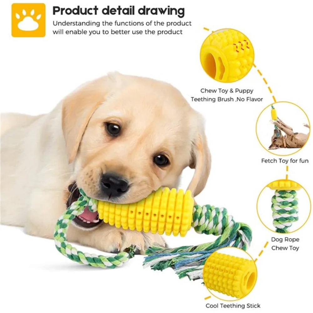 6Pieces Dog Corn-Shaped Toy Puppy Chew Cleaning Teeth Toys Pet Molar Stick Anti-Bite Pet Supplies for Large and Medium-Sized Dogs